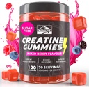 KP Creatine Monohydraat Gummies Mixed Berry for Men & Women, 100% Createine Mixed Berry Gummies, 5g per Serving + Vegan, Sugar Free, Mixed Berry + Strength, Energy, Muscle & Booty Gain - 120 Tel.