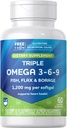 Rite Aid Triple Omega 3, 6, 9 Softgels - 60 Graaf Visolie ter ondersteuning van een gezond hart, DHA en EPA, Vlaszaad en Borage Oil
