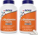 Maintenant L-Glutamine 500mg 300 gélules (paquet de 2) - Supplément non-OGM - Lglutamine végane 500 mg Caps