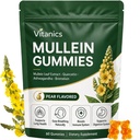 Gummies de Mullein, Gummies de la santé respiratoire quotidienne, 1000mg Extrait d'herbe de Mullein Feuille, Arôme de poire, Santé pulmonaire et soulagement des sinus (30 jours)