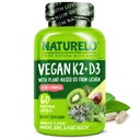NATURELO Vitamine D3 K2 - Veganistisch met plantaardige D3 van Lichen - Natural Supplement for Immune System, Bone Support, Heart Health - Whole Food - Non-GMO - Glutenvrij, 60 Capsules