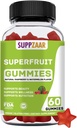 Vegan Superfruit Gummy Vitaminen. Superfruit Gummies w/Vitamine A C E Organisch Silica. Superfruit voor Collageen Formation, Beauty & Glow. Plant-based, niet-GMO, Glutenvrij, Gelatinevrij. 60 CT