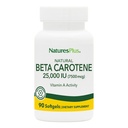 Natures Plus Natural Beta Caroteen - 25.000 iu Vitamine A & Vitamine E, 90 Softgels - Eye Supplement, Antioxidant, Aids in Free Radical & Natural Cellular Defense - Gluten-Free - 90 Servers