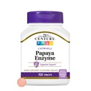 21e eeuw Papaya Enzyme Kauwbaar (100 telling), Papaya & Ananas Decompensative Enzymes for Gut Health, Tropical Flavor, Non-GMO, Glutenvrije, Geen toegevoegd zout, kunstmatige smaken