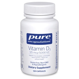 Pure Encapsulations Vitamin D3 125 mcg (5,000 IU), 120 Capsules