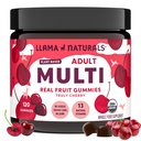 Llama Naturals Multivitamine voor vrouwen en mannen, Veganistisch, Biologische Gummies met vitamine D, C en K, Volwassenen Real Fruit Gummy Vitaminen, Kauwbare Multivitamine Supplement, Geen Toegevoegd Suiker Cane, Cherry, 120 Ct