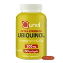Qunol 200mg Ubiquinol, puissant antioxydant pour la santé cardiaque et vasculaire, essentiel pour la production d'énergie, supplément naturel forme active de CoQ10, 60 comte