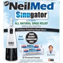 NeilMed Sinugator Cordless Pulsating Nasal Irrigator (Dual Speed) met 30 Premixed Packets en 3 AA Batterijen - Zwart (Pack of 1)