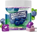 Creatine Monohydraat Zachte Kauwen Complex 6400 mg voor mannen en vrouwen - Geavanceerde Formule W/L-Taurine + Vitamine B12, Suikervrije Kauwbare Supplement,60 Blueberry Softtchews