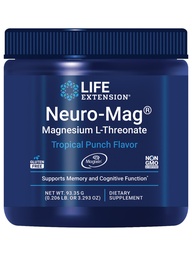 Life Extension Neuro-Mag Magnesium L-Threonate Powder (Tropical Punch) - Ultra-Absorbeerbare Magnesium - Ondersteunt Geheugen, Focus, Cognitieve Functie & Mood - Glutenvrij, Niet-GMO, Vegetarisch (30 Serven)