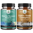 Bundle of Advanced Nootropics Brain Support Supplement met Memory & Focus Vitaminen en Advanced Lion's Mane Mushroom Supplement met Reishi, Chaga, Maitake & Shiitake voor geheugenondersteuning & Focus