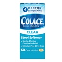 Colace Clear Stool Softener Soft Gel Capsules, Constipation Relief, 60 Ct | No.1 doctor recommended stool softener brand, 50 mg Docusate Sodium