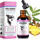 Collageen voor Honden, Liquid Collageen voor Honden, Honden Liquid Collageen Drops, Collageen met Biotine, MSM & Gember Behandeling voor Honden, Huid en Coat Supplement voor Honden, Honden Collageen 60ml