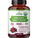 Zazzee USDA racine de betterave biologique 8000 mg de force 20:1 extrait, 120 capsules véganes à libération rapide, extrait de poivre noir pour l'absorption améliorée, supporte la production d'oxyde nitrique, non-OGM, fabriqué aux États-Unis