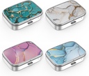 Pillendoos 2 Compartiment Medicine Pillendoos,Portable for Pocket or Purse Pill Box Decoratieve Metaal Geneeskunde Vitamine Organisator Unieke Gift(4PCS)
