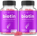 NutraChamps (2 Pack) Biotin Gummies 10.000mcg [High Potency] voor gezond haar, huid en nagels voor volwassenen en kinderen - 5000mcg in elke Gummy Vitamine - Vegan, Non-GMO, pectine-based Hair Health Supplement