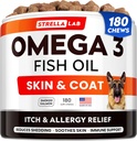 StrellaLab Omega 3 voor honden - (180Ct) Fish Oil Treats - Allergie & Itch Relief Skin & Coat Supplement - droge jeukende huid, antivergieten en hot spots behandeling - Pet Salmon Oil Kauwen - gerookte zalm smaak