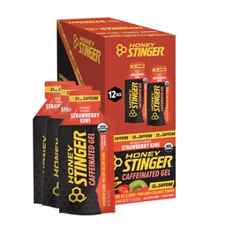 Honey Stinger Biologische Aardbei Kiwi Energie Gel, Caffeinated & Gluten Gratis, voor oefeningen, hardlopen en prestaties, Sport Voeding voor thuis & Gym, Pre en Mid workout, 12 Pack, 13,2 Ounce