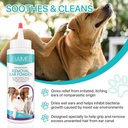 Nettoyeur d'oreille de chien, lavage d'oreilles pour chiens et chats, poudre d'enlèvement de cheveux d'oreille de chien, traitement d'infection d'oreille de chien, élimine efficacement les débris, la cire, le buildup et l'odeur de l'oreille, adoucit les démangeaisons et les oreilles enflammées