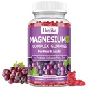 Magnesium Gummies for Kids - Magnesium Glycinate, Citrate, Prebiotic, Zink - Kids & Adults Magnesium Complex Calm Gummies for Nerve Bone & Muscle Health for Kids Wellness, Vegan Grape Flavor 60 Tel.