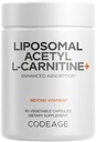 Codeage Liposomale acetaat-L-Carnitine+ Supplement - 500 mg acetaat-L-Carnitine per portie - 3-maands levering, liposomale levering - Alcar Supplement - L-Carnitine - Non-GMO, Glutenvrije, 90 capsules