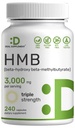 Ultra Strength HMB Suppléments 3 000mg par portion, 240 capsules Testé par une tierce partie Soutient la croissance musculaire, la rétention et la masse musculaire maigre