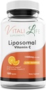 Vitali Life Vitamine liposomique C, 1400 mg, 180 Capsules, Absorption ultra élevée de l'acide ascorbique, puissant antioxydant, système immunitaire, collagène stimulant pour la santé de la peau