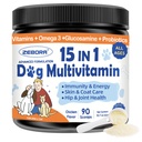ZEBORA Honden Multivitamine Poeder met Glucosamine, Honden Vitaminen en Supplementen voor Immune Ondersteuning, Huid en Coat Supplement met Omega 3 voor Allergie Relief, Probiotica voor Digestieve & Gut Health