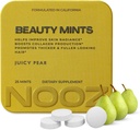 NOOZ Beauty Mints - Sugar-Free Biotin Mint for Glowing Skin, Healthy Hair & Strong Nails - Juicy Pear Flavor 