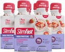SlimFast Advanced Nutrition Meal Replacement Protein Shake - Klaar om te drinken, roze, Aardbeien & Cream, 4 flessen (verpakking van 3)