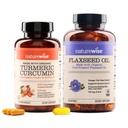 NatureWise Curcumin Kurkuma 2250mg & Vlaszaadolie 1200mg Omega 3 6 9 Softgels voor gewrichts-, hart- en immuunsteun [1 & 2 maanden aanbod]