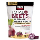 FORCE FACTOR Total Beets Ultimate Heart Health Kauwt voor Blood Pressure Support, met Beetroot Powder, CoQ10, B Vitaminen & Grapeseed Extract voor Blood Flow & Energy, Black Cherry, 60 Zachte Kauwen