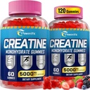 Creatine Monohydraat Gummy's voor mannen & vrouwen Pre workout Gummies met Taurine, Vitamine B6 & B12 Creatine Monohydraat Kauwbaar voor verhoging sterkte, energie, duurzaamheid, spier, biologisch (2 verpakkingen)