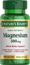 Nature's Bounty Magnesium, Mineral Supplement, ondersteunt bot en spiergezondheid, 500 mg, gecoate tabletten, 100 Tellen