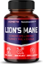 Lions Mane Supplément Capsules 40% Polysaccharides avec Cordyceps, Reishi, Turkey Tail, Chaga Champignon Complexe - Sans caféine 18 en 1 Supplément Cerveau pour mémoire et focus