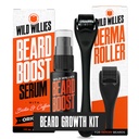 Wilde Willies Baard Groei Kit - Premium Derma Roller & Baard Boost Serum - Microneedle Roller & Baard Haargroei Serum met Biotine & Cafeïne voor Fuller Baard, Scalp Care - Gemakkelijk te gebruiken Kit met Case