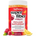 Poudre Super Fibre Bellway + Fruits, Sans Sucre Psyllium Bio Poudre Poudre Fibre Supplément pour la régularité, le dégel et la santé digestive, à base végétale, citron framboise (50 portions)