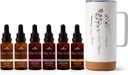 Plantentherapie Totale Tinctuur Pakket bevat 30 ml Elk van biologische Ashwagandha, Aziatische Ginseng, Echinacea Blend, Vlierbes, citroenbalsem, Kurkuma & Travel Mug