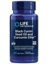 Prolongation de la durée de vie Huile de graines de cumin noir et Curcumine Elite, Cumin noir, extrait curcuma, Immune Health Support, haute biodisponibilité, santé de corps entier, sans gluten, sans OGM, 60 softgels