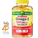 Omega-3 van Fish Oil Heart General & Brain Health Dieetsupplement Softgels, 1000 mg, 120 Count Bundle met Luall's 45 Diabetes Decoded
