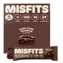 Misfits Barres de protéines végétaliennes, Brownie de chocolat foncé - Recette originale sans gluten, à base de plantes, faible sucre et glucides, haute fibre collations