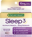 Nature's Bounty Melatonin, Sleep3 Concentration maximale 100% sans médicament aide au sommeil, L-Theanine et la nuit mélange à base de plantes technologie de libération de temps, 10mg, 30 comprimés tri-layered
