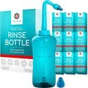 Medi Grade Sinus Sinaasfles, 500ml met 30 Sinus Sinaaspakketten - Complete Neus Irrigatie Systeem - Neti Pot Neusreiniger - Nasal Wash Kit voor thuis of op reis - 2 Neus Sinaasappel Tips en opslagzak