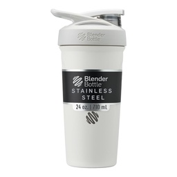 BlenderBattle Strada Shaker Cup Geïsoleerde roestvrij stalen waterfles met draad Whisk, 24-Ounce, wit