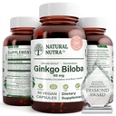 Natuurlijke Nutra Ginkgo Biloba, verbetert Circulatie naar het brein en verhoogt het geheugen, verhoogt de zuurstofstroom, en verbetert de hersenfunctie, ondersteuning zenuwgezondheid, veganistische en glutenvrij, (60) Capsules