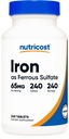 Nutricost Iron (As Ferrous Sulfate) 65mg, 240 Tablets - Non-GMO, Glutenvrij