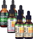 NUSAVA Aardbei Flavored D3 K2 Drops, Vanille Flavored D3 K2 Drops, & Chlorofyl Liquid Drops Bundle - Potent Liquid Vitamins for Heart, Joint, Energy, & Immune Support - Non-GMO, Gluten-Free, 2pk