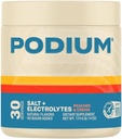 Podium Voeding Training Zout + Elektrolyten Poeder, Peaches & Cream, Post Workout Hydration & Muscle Recovery Ondersteuning, Electrolyte Drink, Magnesium, Kalium, Calcium & Natrium Zouten, 30 Servers