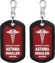 mnmoom 2 st Astma Inhalator binnen Tag-Red medische waarschuwing ritssluiting trekzak Tag