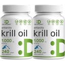 SUPPLÉMENT DE DÉAL 2 Paquet d'huile de krill antarctique, 1 000 mg par portion, 480 softgels – sans mercure, sans goût de poisson – riche en oméga-3s, EPA, DHA, Astaxanthine et Phospholipides – non-OGM, sans gluten